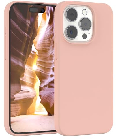 EAZY CASE Premium Silikon Handyhülle kompatibel mit iPhone 15 Pro Slimcover mit Kameraschutz und Innenfutter, Silikonhülle, Schutzhülle, Bumper, Handy Case, Hülle, Softcase, Rosa