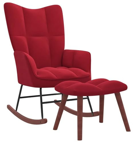 BaraSh Schaukelstuhl mit Hocker Samt Weinrot Sessel Wohnzimmer Sessel Mit Schlaffunktion