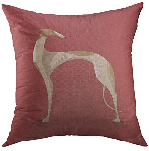 Kissenbezug Schwarzer Windhund-Hund Minimalistisch Auf Rot-Weißem Renntier Kissen Bezug Superweicher Kissen-Bezug Premium Kissenbezüge Für Büro Auto Bed 45x45 cm