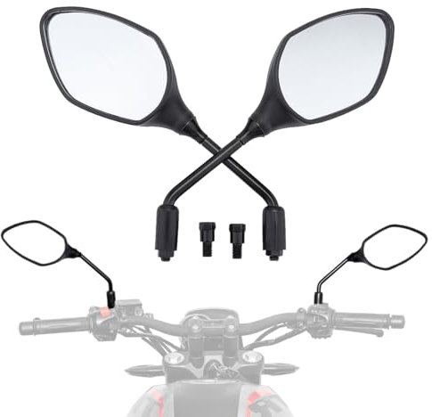 Amacoam Universal Motorradspiegel mit M8 M10, Lenkerendenspiegel Motorrad Rückspiegel mit Halterung, Verstellbar, Links