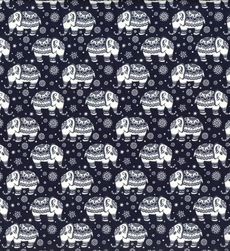Rose & Hubble 100 % Baumwolle, Jekeno-Elefant, bedruckt, Baumwoll-Popeline, 112 cm breit, Baumwollstoff, ideal zum Basteln von Stoff, Nähstoff, Patchwork und Schneidern