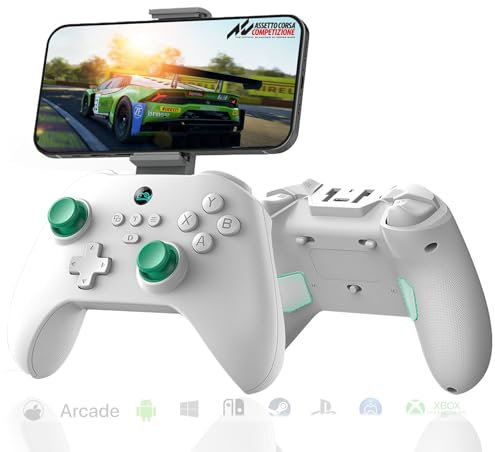 Megadream Wireless PC Gaming Controller for Windows, Bluetooth Game Controller, Compatible PC/Switch/Xbox/Ps/Android/iOS,Gamepad with Turbo Function,Hall Joysticks&Triggers (white)
