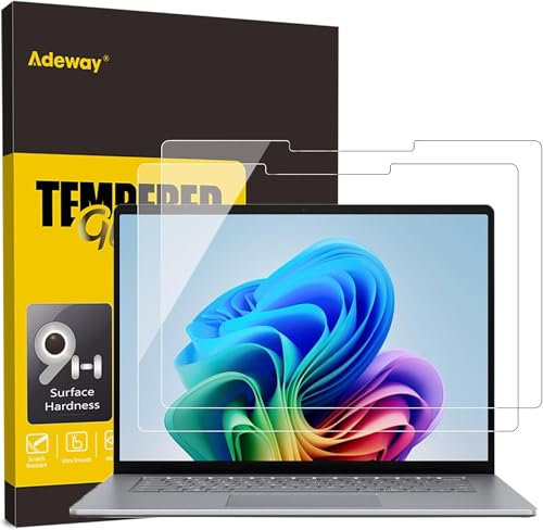 Adeway [2-Pack Screen Protector for Microsoft Surface Laptop 7 (AIPC 2024), 13.8 Inch Tempered Glass, Ultra Clear, Smooth Touch, Anti-Scratch