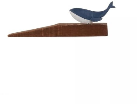 Metal Blue Whale Wooden Base Wedge Door Stopper Stop Novelty Decor Nautical Gift