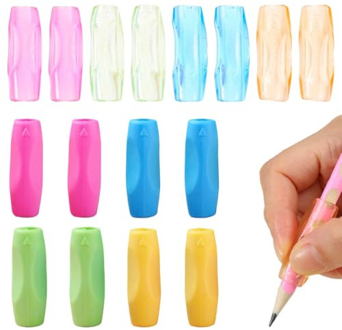 16 Pcs Rubber Grip Silicone Pencil Grip, Left Hand Writing Tool for Right Hand Pencil