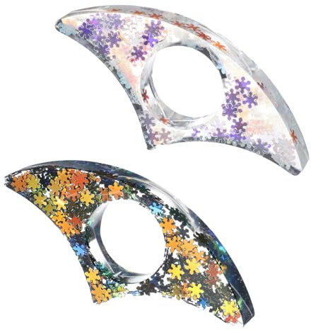 Yuanchu 2 Stück Glitzernde Daumenring Seitenhalter, Harz Trockenblumen Buchseitenhalter Handgefertigt Transparent Lesen Zubehör Schneeflockenpailletten Geschenk für Frauen Lehrer Buchliebhaber