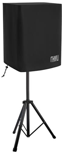 ITHWIU Funda ligera para altavoz PA/DJ de 15 pulgadas para altavoces montados en soporte, resistente al agua y a los rayos UV, resistente al agua con cordón ajustable, color negro
