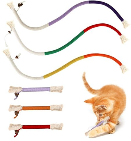 ZWQLZG Katzenminze Sticks 6 Stück, Katzenspielzeug, 70cm &15cm Katzenminze Spielzeug, Bunt Sticks, Katzenspielzeug Beißseil, Interaktive Catnip Spielzeug für Katzen Zahnpflege Gegen Mundgeruch