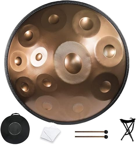 432HZ Handpan Steel Drums in D Moll - 12 Note Steel Hand Drum Set with Bag, Tripod, Mallet - Handpan Drums Instruments for Music Enthusiasts