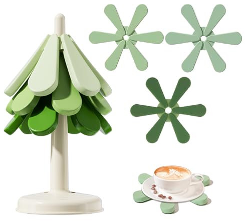 Lot de 3 dessous de plat pour plats chauds, en forme d'arbre, vert