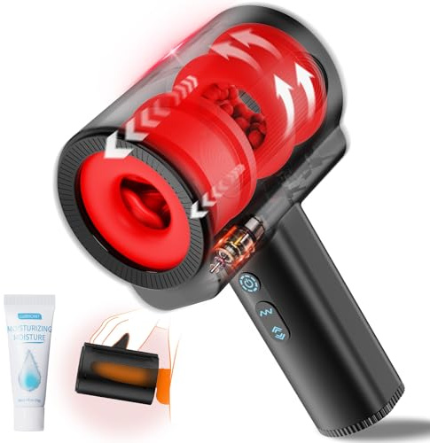 Elektrischer Masturbator Masturbieren für Männer, Doppelhülsen mit Teleskopfunktion & Rotierend & Vibration Sex Spielzeug für die Männer, Realistisch Taschenmuschi Masturbatoren Sexmaschine Sex Toys