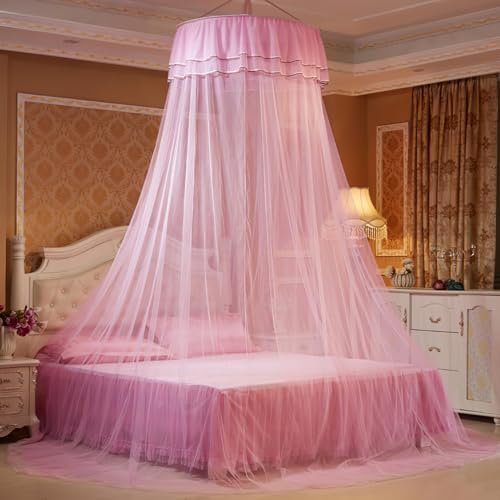 Voici et Voila Ciel de Lit Fille Moustiquaire Princesse Lit Ciel de Lit Adulte Rose Moustiquaire Lit Décoration Fille Chambre Princesse Tente Ciel Lit Bébé