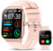 CASCHO Smartwatch Damen Herren, 1.85 HD Smart Watch, 115+ Modi, Fitness Tracker mit Bluetooth Telefonie, IP68 Wasserdicht Schrittzähler Uhr mit bis zu 30 Tage Standby für iOS und Android - Rosa Rose