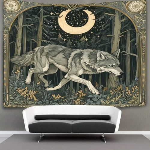 kaiyun Wolf Wandbehang Wandtuch Jugendstil Wandteppiche 3D Heimdekoration Für Raum 70cmx100cm