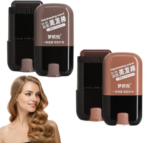 2 Stücke Graue Haare Abdecken,Haarfärbestift,Haarfarbe Stift Für Graue Haare,Instant-Haarfarbstift Mit Integriertem Kamm,Haarfärbekamm,Temporäre Haarfärbestiftbürste,Haaransatz-Shading-Stick(20g)