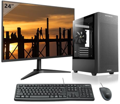 VolttierPC – PC Sobremesa Completo Intel Core i7-12700K | 64GB RAM | 1TB SSD NVMe | Intel UHD 770 | WiFi 6 + Bluetooth 5.2 | Windows 11 Pro | Monitor 24 100Hz | Teclado y Ratón | PC Oficina y Trabajo