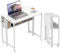 HOMCOM Folding Desk with Storage Shelf and Bag, 80 cm Foldable Computer Desk for Small Spaces, Space Saving Writing Table on Wheels for Home Office, Bedroom, Easy Assembly, White