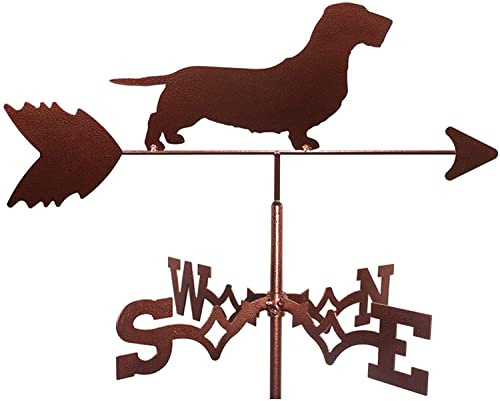 OQHAIR Windfahne, Dackel, harthaariger Hund, Wettermesswerkzeuge, Windfahne, Richtung, Wetterfahne, Gartenmast, Windanzeiger, Dachmontage für Bauernhof