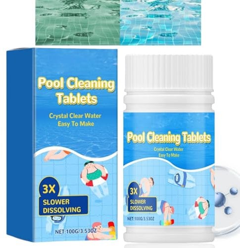 100g Chl/orine Tablets for Swimming Pool and Spas,Water Cleaning Tablets for Paddling Pool,Multifunction Chlo/rine Tab/lets,Long-Lasting Individually Wrapped Chl/orine Tabs,Po/ol Water Cleaning Kit