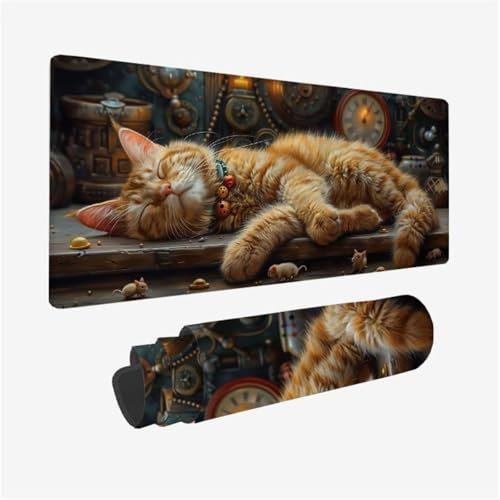 Alfombrilla Ratón XXL 500x250X3MM Alfombrilla Ratón Gaming Gato Mouse Pad Lindo, Grande Protector de Escritorio con Base de Goma Antideslizante y Impermeable, para Jugadores Oficina PC, Model 273