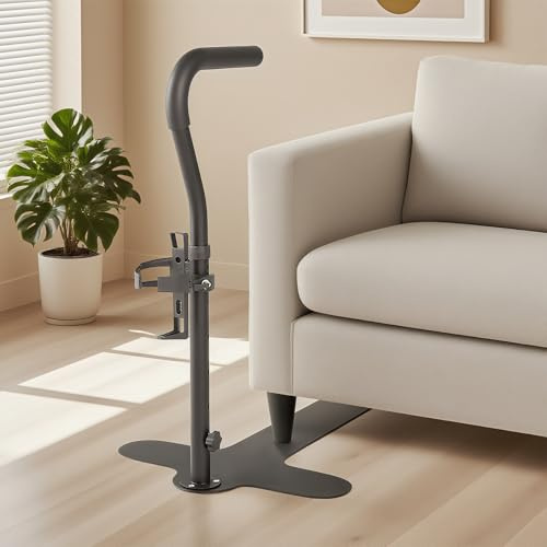 Stand Assist Aid for Elderly with Cup Holder, Height Adjustable Standing Assist Devices, Safety Grab Bar for Couch or Chair, Daily Living Aid Rail for Seniors, Disabled and Handicap Users (Black)