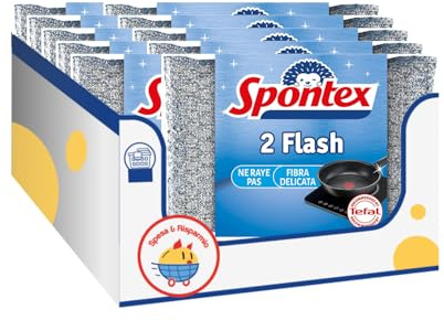 Spugna Abrasiva Delicata per Piatti – Pulizia Senza Graffi – Grigio – Flash x2 in piu una spugna in regalo – Variazioni 4/6/8/10 Pezzi (10)