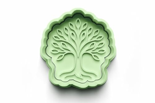 Keksausstecher Lebensbaum aus PLA – symbolisches Backen mit Bedeutung, zweiteilig mit Stempel & Rand, schwarz, für den Talisman aus Keksteig