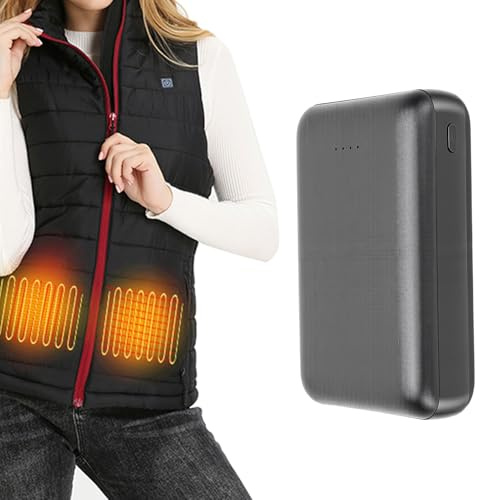 Yanmis Heated Vest Battery Pack, 20000mah 5V 2A Rechargeable Battery Pack For Heated Vest with LED Display, MicroUSB/USB/TYPE C Output, For Heating Clothes Black