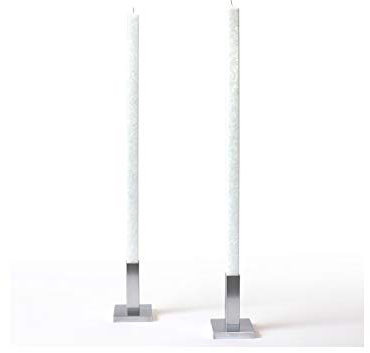 AMABIENTE classic - Eckige Stabkerze | einzigartige Form | 40 cm Höhe - 12 Stunden Brenndauer | 12 Farben | 2 Stück | präzise Handarbeit | rußfreies Abbrennen & ruhiges Flammenspiel (Weiß)