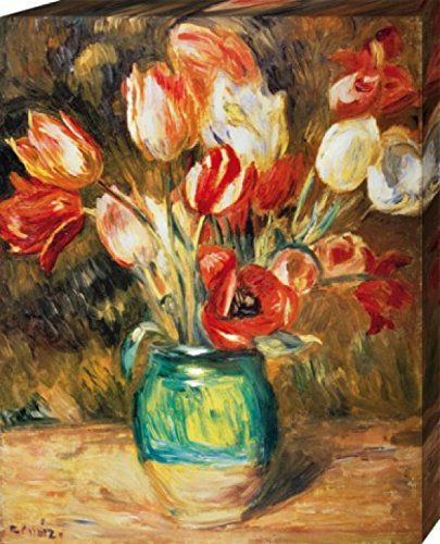 1art1 Pierre Auguste Renoir Poster Tulpen In Einer Vase Bilder Leinwand-Bild Auf Keilrahmen | XXL-Wandbild Poster Kunstdruck Als Leinwandbild 50x40 cm