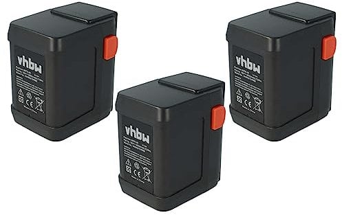vhbw 3X Akku kompatibel mit Gardena Heckenschere ErgoCut 48-Li (8878-20) Grasschere, Strauchschere (4000mAh, 18V, Li-Ion)