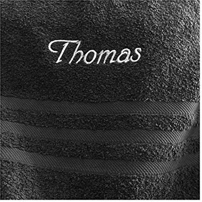 Krings Fashion Saunatuch mit Namen nach Wunsch Bestickt, 70 x 200 cm, Anthrazit, Stickfarbe wählbar, schöne 440g-Qualität, 100% Baumwolle.