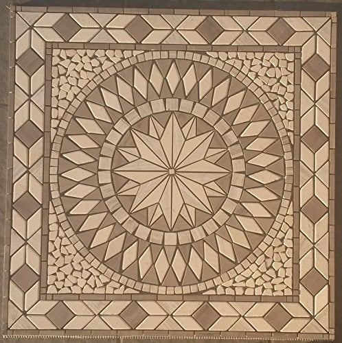 Antikmarmor Rosone 67x67 cm Windrose Mosaik Einleger Fliesen Grau Beige Marmor 056