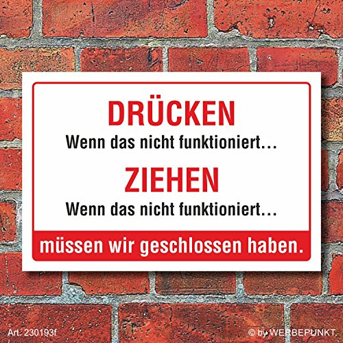 Schild Drücken Ziehen Geschlossen Geschäft Laden Spaßschild 600 x 400 mm
