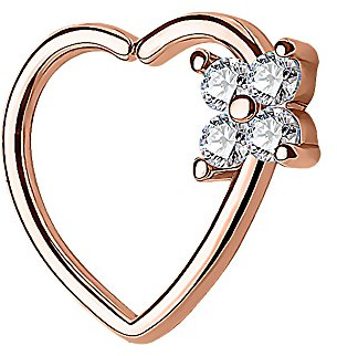 Piercingfaktor Continuous Piercing Ring Herz Kleeblatt Blume mit Kristall Strass Tragus Helix Ohr Cartilage Knorpel Ohrpiercing