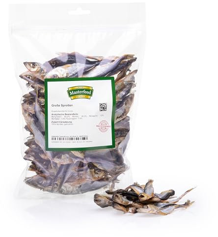 Masterfeed Große Sprotten, Getrocknet, 100% Natürlich, Kauartikel für Hunde, 500 g