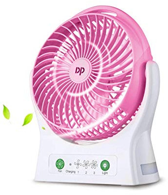 ZUKULIFE Ventilador USB de mesa Súper silencioso batería recargable 4000mAh 3 Velocidades (Rosa)