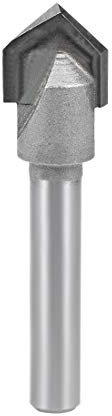 sourcing map 90 Degree V-Groove Router Bit 1/2 Dia with 1/4 Shank, Carbide Tipped V Grooving Bit