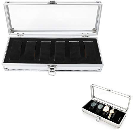 Cafopgrill Aluminium Uhrenbox Splitter Farbe Uhr Aufbewahrungskoffer Home Uhr Organisation Dekoration Fall(6 Slots)
