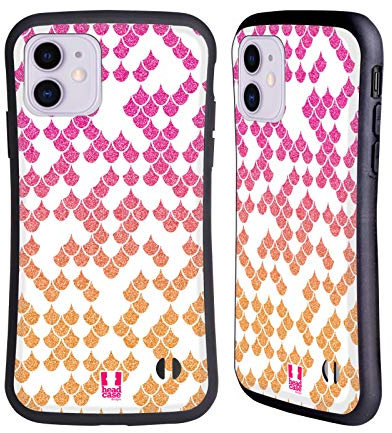 Head Case Designs Rosa Arancione Scaglie Colorate Custodia Cover Ibrida Compatibile con Apple iPhone 11