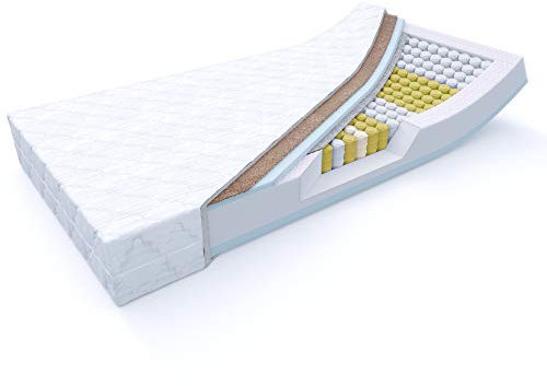 MSS e.K. KOKOS Federkernmatratze Medic | 200 x 140 x 21 cm (Kernhöhe: 19 cm) | H2 | TASCHENFEDERKERN | Kokosfaserplatte | 7 Körper-Liegezonen | Komfortschaum | versteppter Mikrofaserbezug
