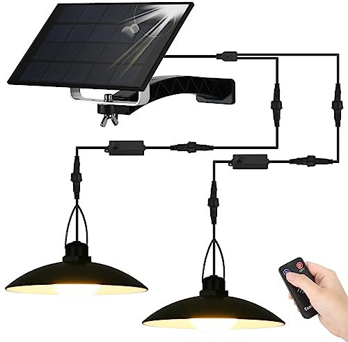 ENCOFT Solarlampen für Innen Solar Hängelampe IP65 Wasserdichte Solar Hängeleuchte Schwarz Außenbeleuchtung Solarleuchten für Außen Garten, Camping mit 3M Kabel (2 Licht,Warmweiß)