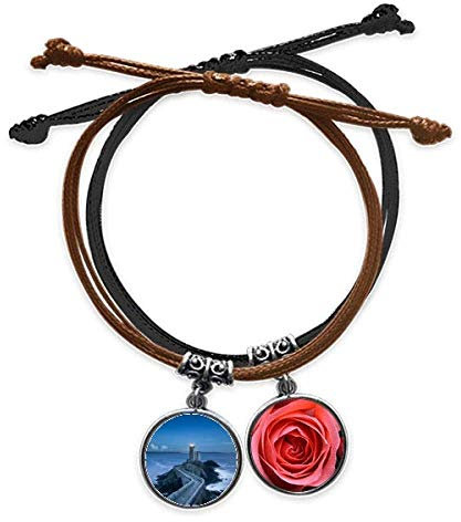 Ocean Dark Tower Picture Art Deco regalo moda bracciale corda mano catena in pelle rosa braccialetto
