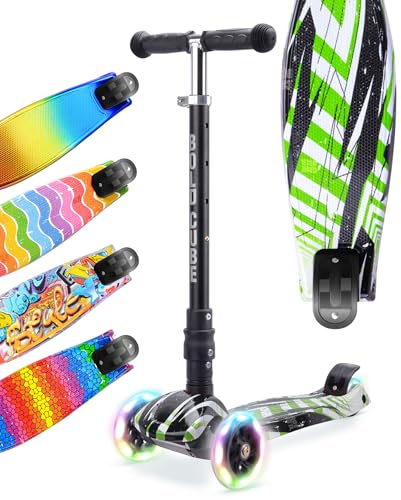 BOLDCUBE Big Fold | Trottinette 3 Roues Enfants 5-10 Ans | Roues Lumineuses | Pliable | Hauteur Ajustable 65 à 89 cm
