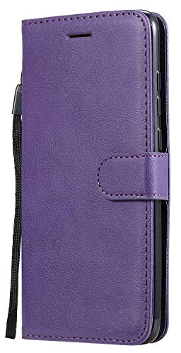 DENDICO Coque pour Xiaomi Redmi Note 8 Pro, PU en Cuir Coque Portefeuille Étui Housse, Design Classique TPU Coque pour Xiaomi Redmi Note 8 Pro - Violet