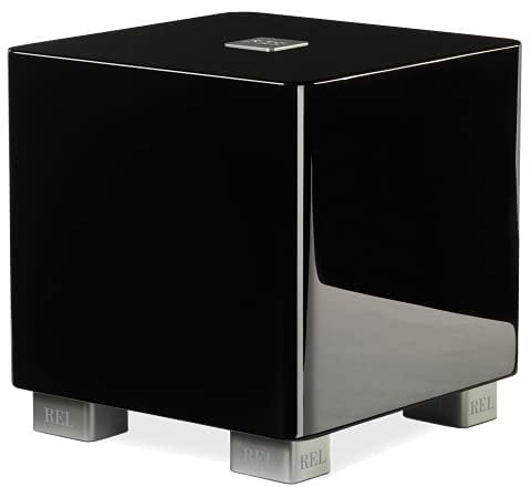 REL T/5x Subwoofer alimentato da 20,3 cm, design compatto sigillato con amplificatore di classe AB, ingressi RCA e bassi potenti per sistemi stereo HiFi, Home Theater e suono surround, finitura nera