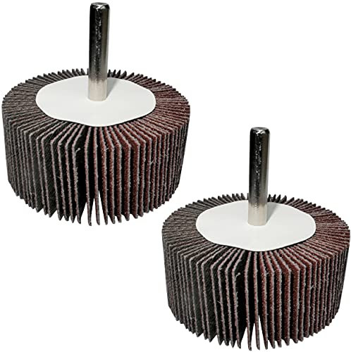 AERZETIX - C49594 - Lot de 2 roues à lamelles de papier abrasif granulométrie 120 diamètre de roue 60mm Ø de tige 6mm - roue à lamelles sur tige pour visseuse - disque de papier de verre pour poncer