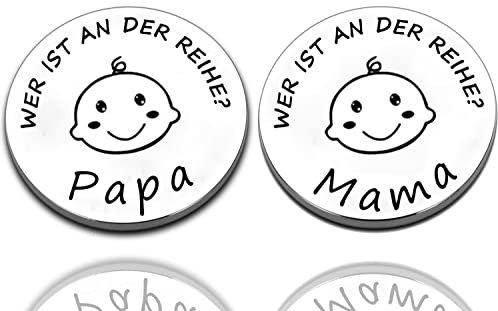 KIYOYI Geschenke Zur Geburt,Neue Papa Mama Geschenke Entscheidungsmünze,Taufgeschenke für mädchen jungen,Neue Eltern Geschenk Schwangerschaftsgeschenk,Personalisierte Geschenke Baby