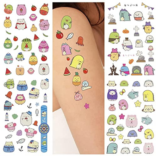 100pcs(4 Sheets) Temporary Tattoos zum Aufkleben Hautfreundliche Kindertattoos Sumikko Gurashi Tattoos - als Geburtstagsmitgebsel oder Geschenkidee…