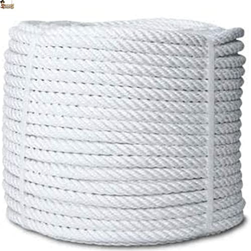 BricoLoco.com Cuerda Nylon torcida. 4 Cabos.SOGA Fibra sintética de Nylon. Cabo Amarre, Agricultura, ganadería, Pesca, construcción, decoración, Crossfit. (100, Diámetro 10 mm.)